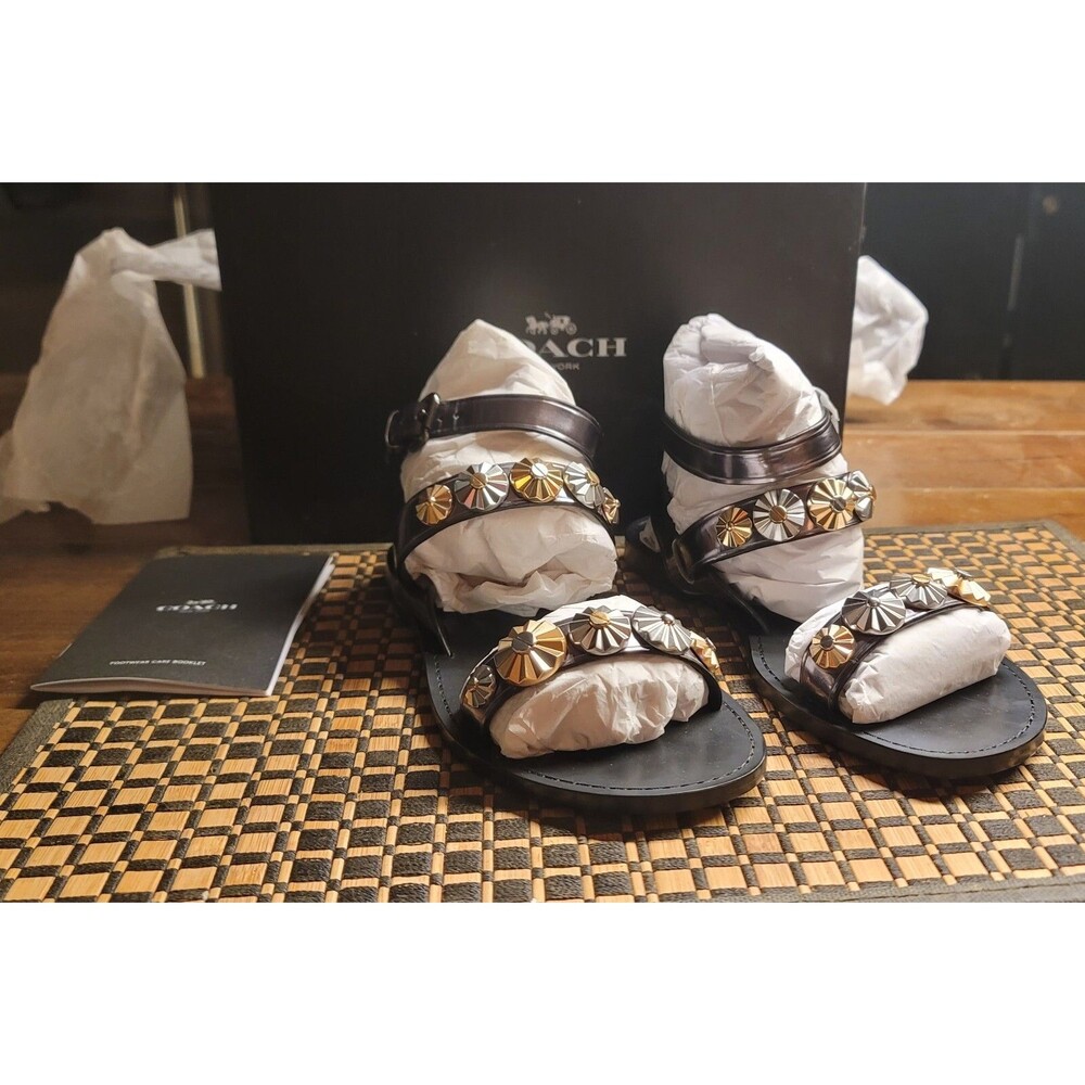 Coach Eleanor Sandal Women Size 6.5M  Mirror Metallic New